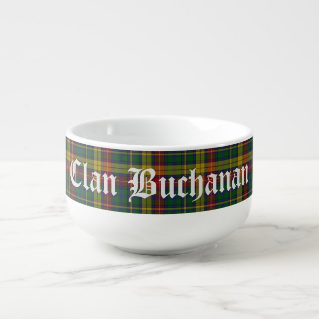 Clan Buchanan Tartan Customizable Soup Mug (Front)
