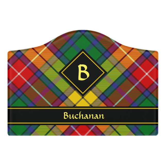 Clan Buchanan Tartan Door Sign (Small Crest Front)