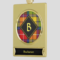 Clan Buchanan Tartan Gold Plated Banner Ornament