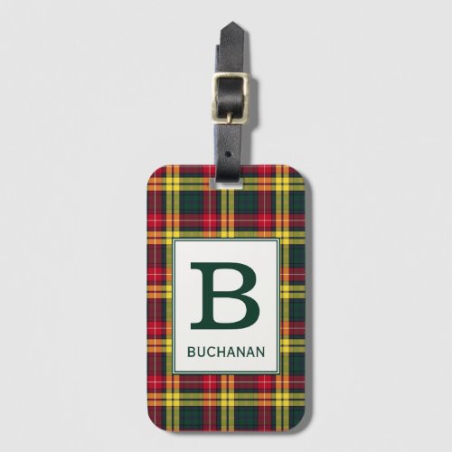 Clan Buchanan Tartan Monogrammed Luggage Tag