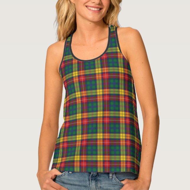 Clan Buchanan Tartan Plaid Holiday Tank Top (Front)