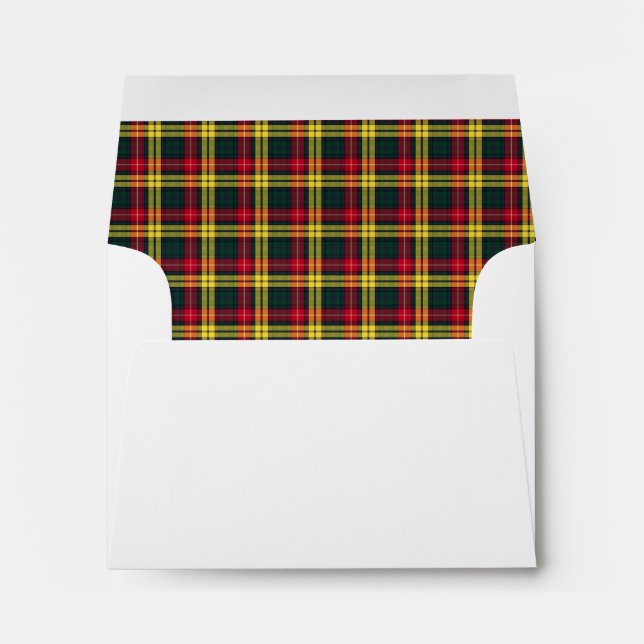 Clan Buchanan Tartan Red, Green and Yellow Plaid Envelope (Back (Bottom))