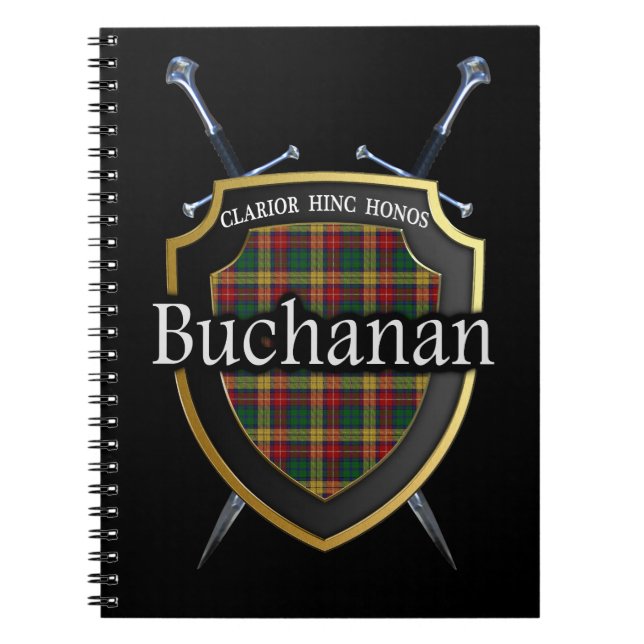 Clan Buchanan Tartan Shield & Swords Notebook (Front)