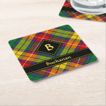 Clan Buchanan Tartan Square Paper Coaster