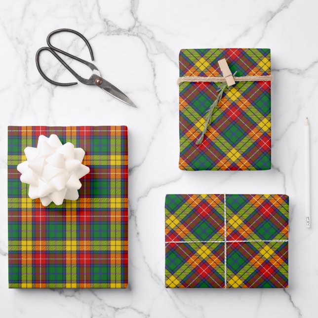 Clan Buchanan Tartan Wrapping Paper Sheets (Front)