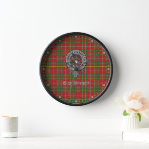 Clan Burnett Crest Badge & Tartan Clock