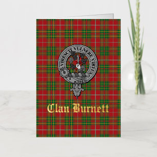 Clan Burnett Crest Badge & Tartan  Foil Greeting Card