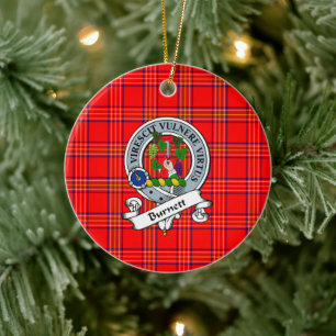 Clan Burnett Modern Badge Tartan Plaid Ceramic Ornament