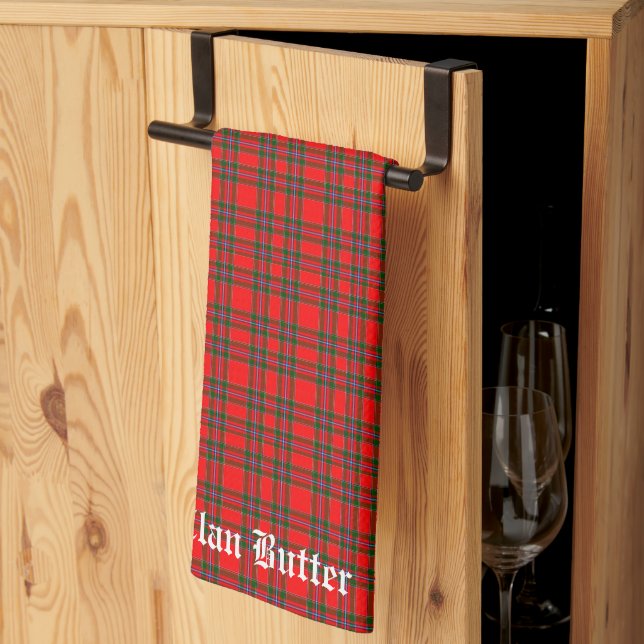 Clan Butter Tartan Personalized Kitchen Towel (Thirds Fold)