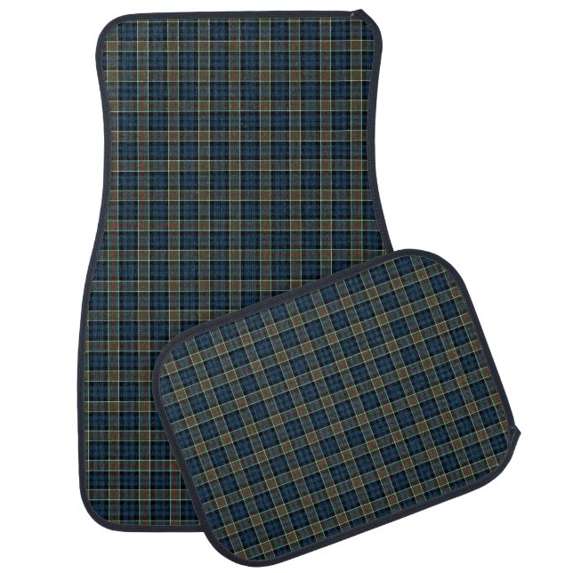 Clan Calhoun Navy Blue and Green Scottish Tartan Car Mat (Set)