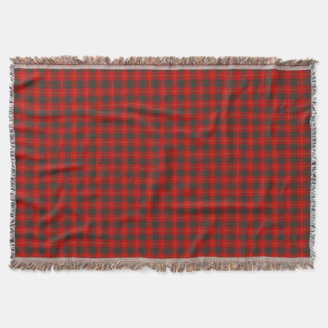 Clan Cameron Bright Red Tartan Throw Blanket (Front)