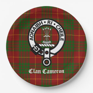 Clan Cameron Crest and Tartan Paper Plates