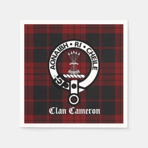 Clan Cameron Crest Badge and Tartan Napkins
