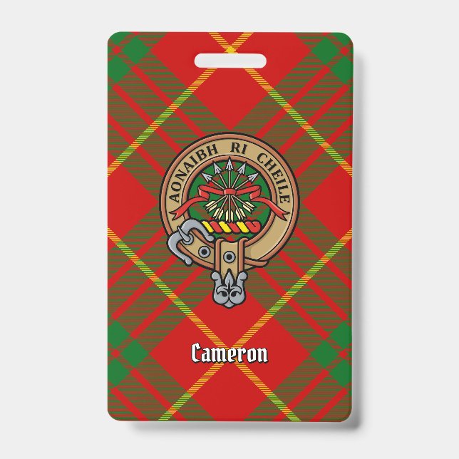 Clan Cameron Crest over Tartan Badge (Front)