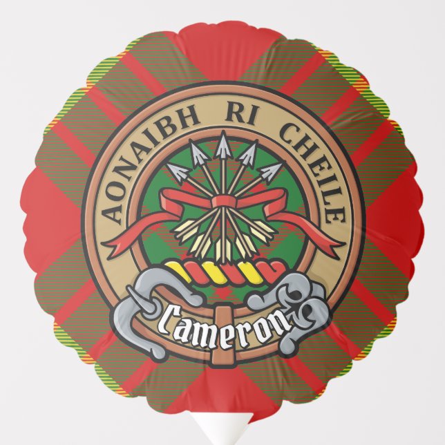 Clan Cameron Crest over Tartan Balloon (Front)