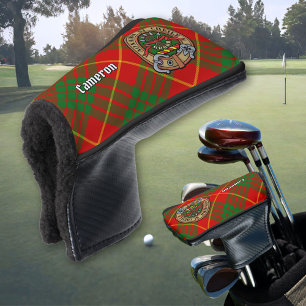 Clan Cameron Crest over Tartan Golf Head Cover