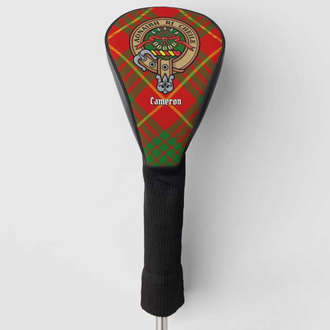 Clan Cameron Crest over Tartan Golf Head Cover (Front)