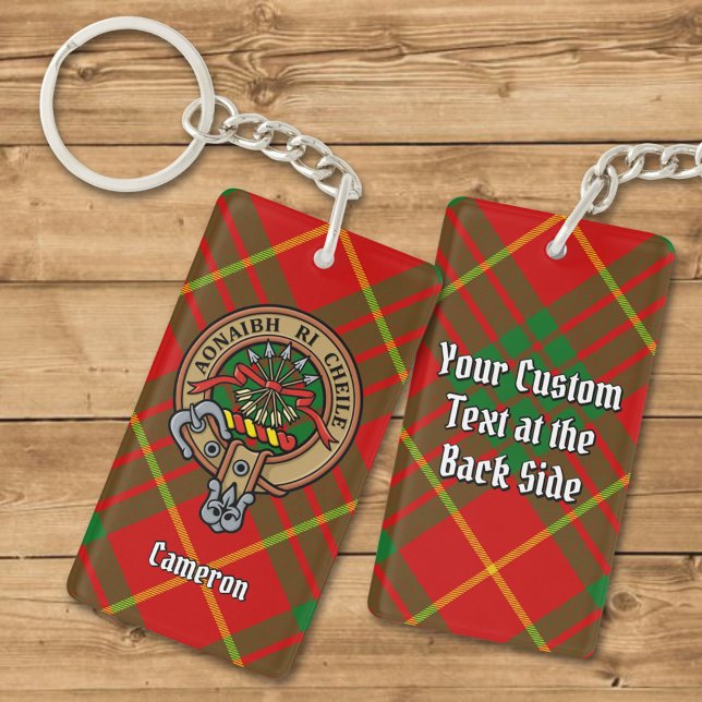 Clan Cameron Crest over Tartan Keychain (Creator Uploaded)