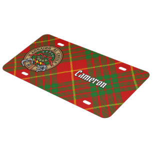 Clan Cameron Crest over Tartan License Plate