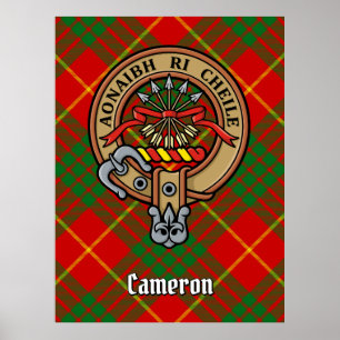 Clan Cameron Crest over Tartan Poster