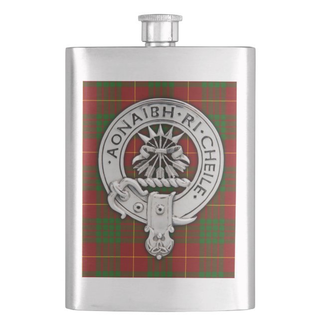 Clan Cameron Crest & Tartan Flask (Front)