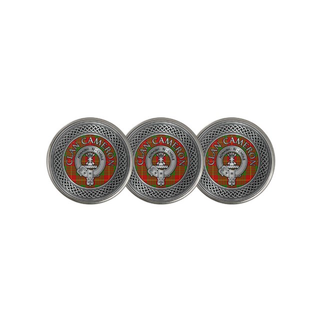 Clan Cameron Crest & Tartan Knot Golf Ball Marker (3 Up)