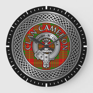 Clan Cameron Crest & Tartan Knot Large Clock