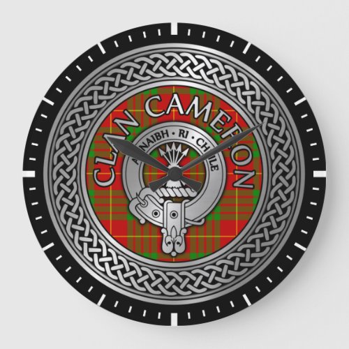 Clan Cameron Crest  Tartan Knot Large Clock