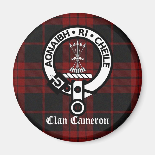 Clan Cameron Crest & Tartan Magnet (Front)
