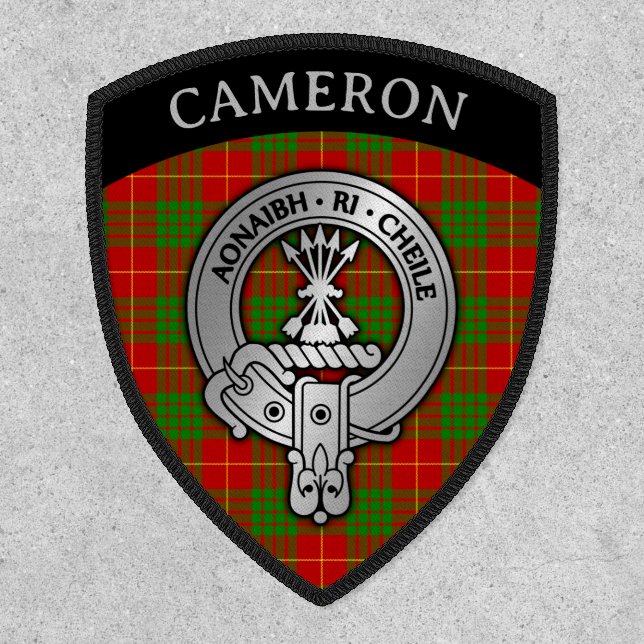 Clan Cameron Crest & Tartan Shield Patch (Front)
