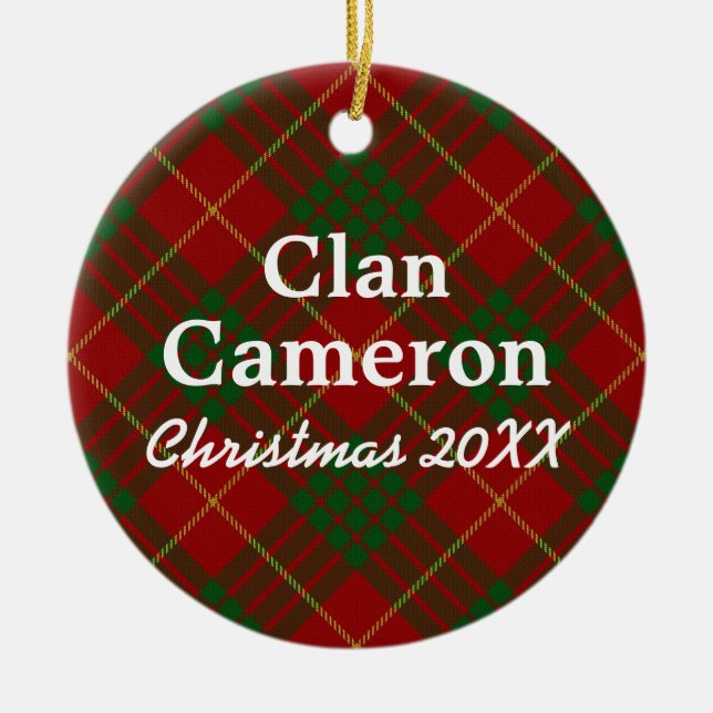 Clan Cameron Scottish Tartan Ceramic Ornament (Front)