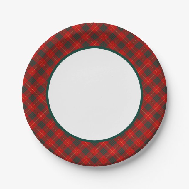 Clan Cameron Tartan Border Paper Plates (Front)