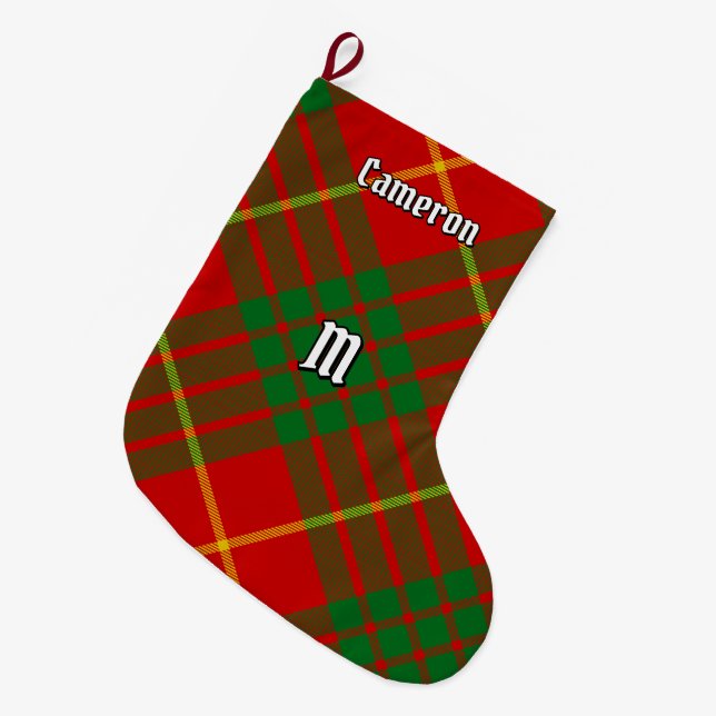 Clan Cameron Tartan Large Christmas Stocking (Front (Hanging))