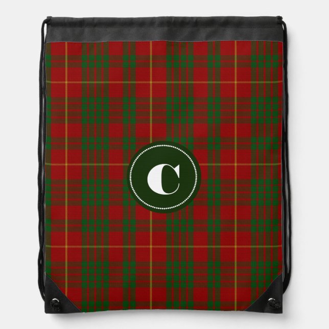 Clan Cameron Tartan Plaid Monogram Backpack (Front)