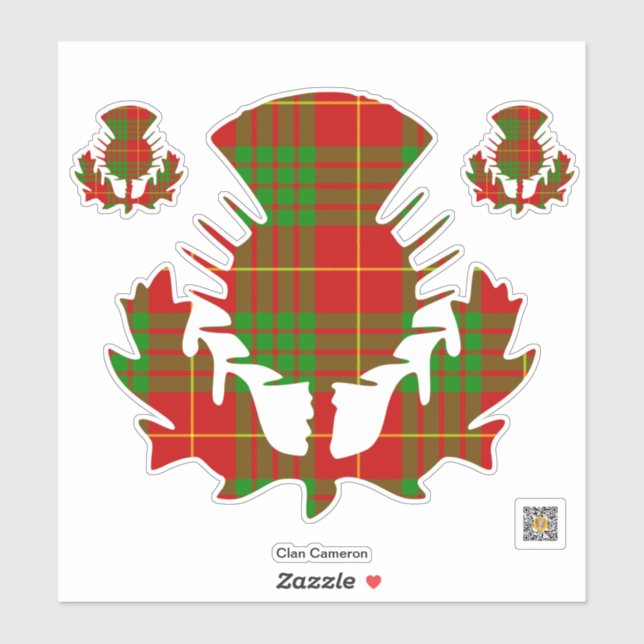 Clan Cameron Tartan Thistle Sticker (Sheet)