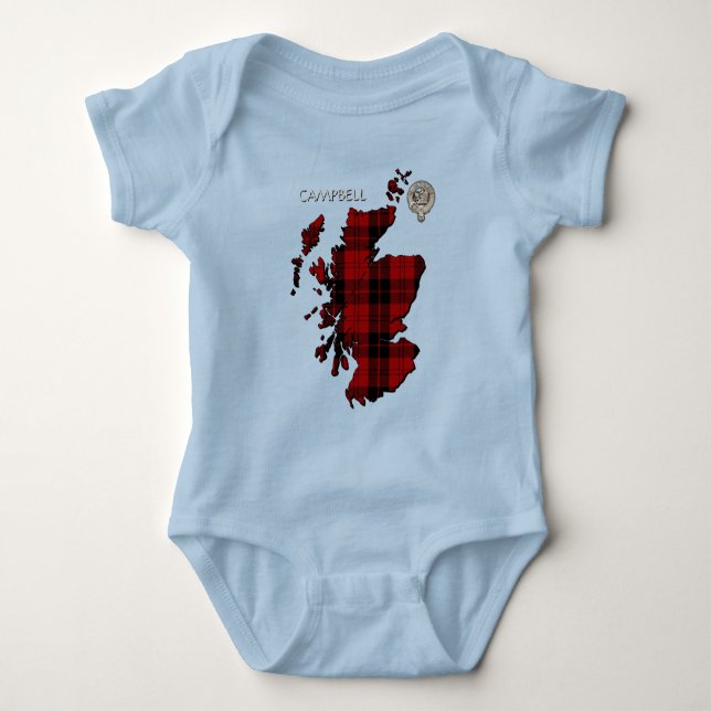 Clan Campbell Crest & Armaddie Tartan Map Baby Bodysuit (Front)