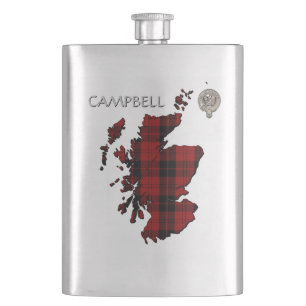 Clan Campbell Crest & Armaddie Tartan Map Flask