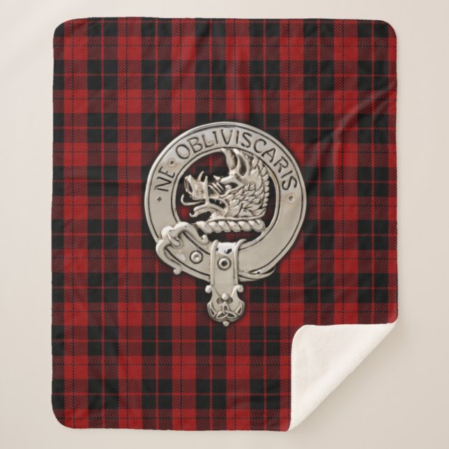 Clan Campbell Crest & Armaddie Tartan Sherpa Blanket (Front)