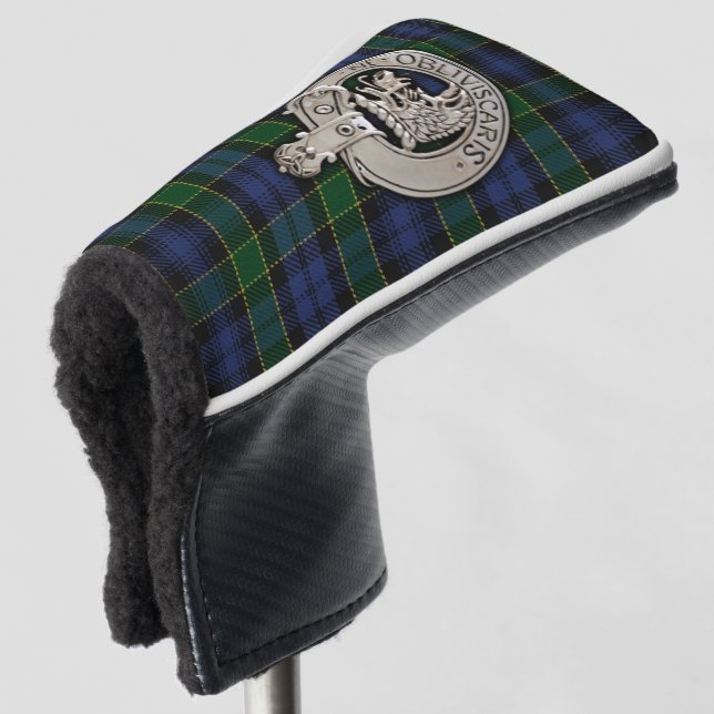 Clan Campbell Crest & Breadalbane Tartan Golf Head Cover (3/4 Front)