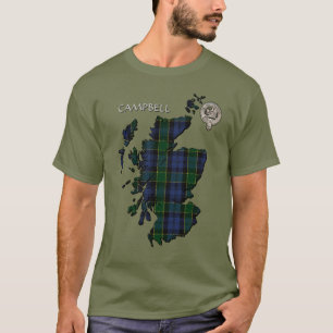 Clan Campbell Crest & Breadalbane Tartan Map T-Shirt