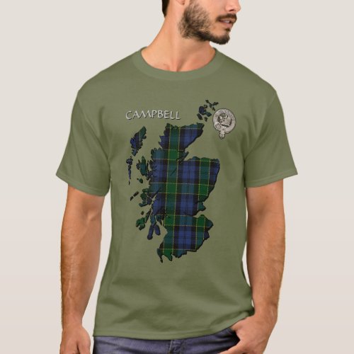 Clan Campbell Crest  Breadalbane Tartan Map T_Shirt