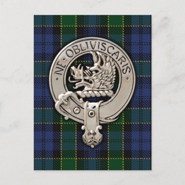 Clan Campbell Crest & Breadalbane Tartan Postcard (Front)