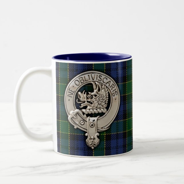 Clan Campbell Crest & Breadalbane Tartan Two-Tone Coffee Mug (Left)