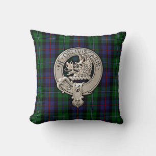 Clan Campbell Crest & Cawdor Tartan Throw Pillow