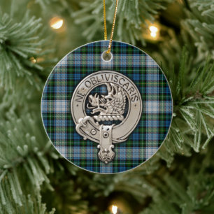 Clan Campbell Crest & Dress Tartan Ceramic Ornament