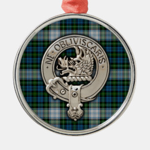 Clan Campbell Crest & Dress Tartan Metal Ornament