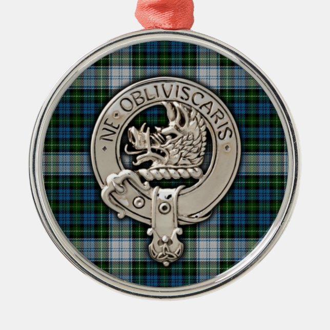 Clan Campbell Crest & Dress Tartan Metal Ornament (Front)