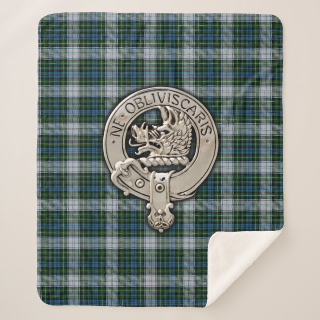 Clan Campbell Crest & Dress Tartan Sherpa Blanket (Front)