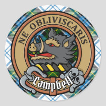 Clan Campbell Crest over Dress Tartan Classic Round Sticker
