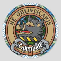 Clan Campbell Crest over Dress Tartan Classic Round Sticker